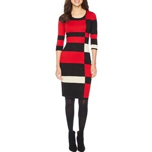 Danny and Nicole Knit Bodycon Colour Block Sweater Dress.